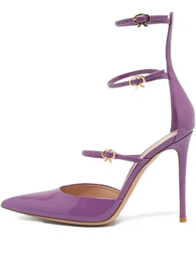 Pre-owned Gianvito Rossi Strappy Pointed-toe Pumps In Purple
