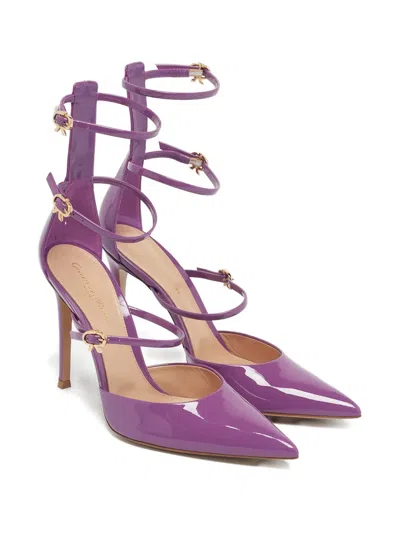 Pre-owned Gianvito Rossi Strappy Pointed-toe Pumps In Purple