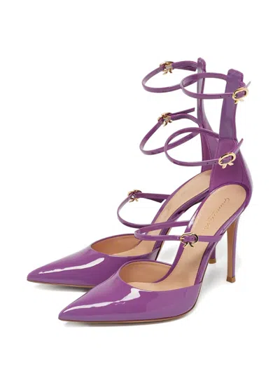 Pre-owned Gianvito Rossi Strappy Pointed-toe Pumps In Purple