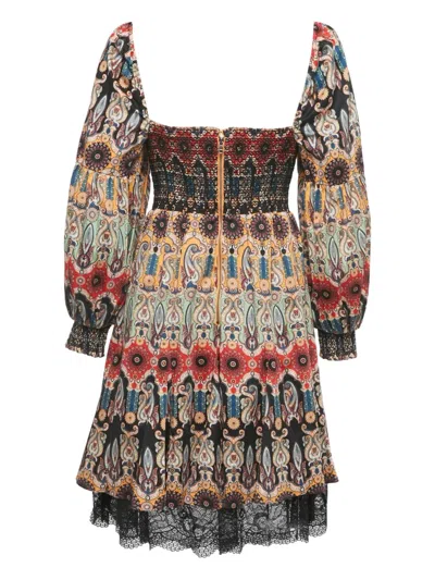 Pre-owned Alice And Olivia Paisley-print Mini Dress In Neutral