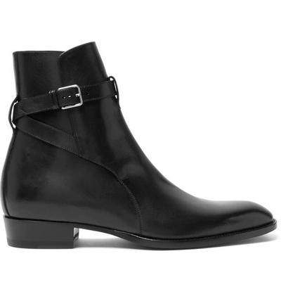 Shop Saint Laurent Leather Jodhpur Boots In Black