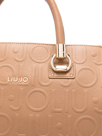 Liu •jo Embossed Satchel Leather Tote Bag In Brown