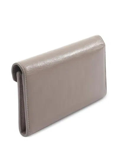 Pre-owned Balenciaga 2000s Bifold Leather Long Wallet In Neutral