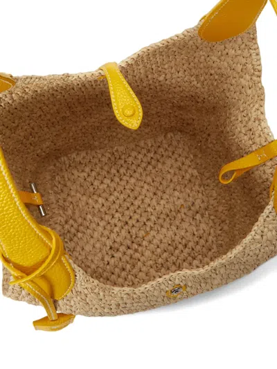 Polo Ralph Lauren Polo Play Raffia And Leather Tote Bag In Yellow