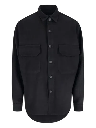 White Sand Button-up Shirt In Black