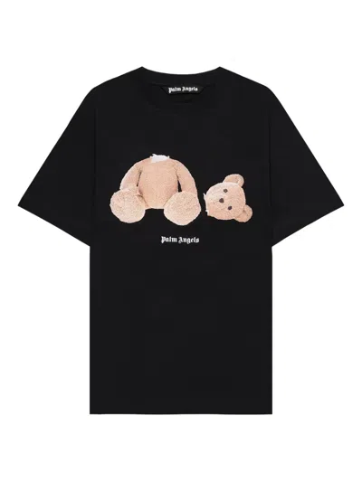 Palm Angels Broken Bear Logo Graphic T-shirt In Black