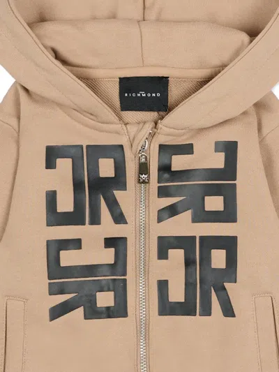 John Richmond Junior Zipped Hooded Top In Neutral