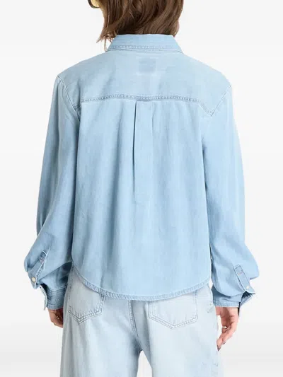 Calvin Klein Long-sleeved Cropped Shirt In Blue