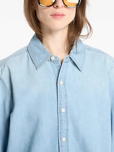 Calvin Klein Long-sleeved Cropped Shirt In Blue