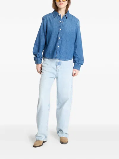 Calvin Klein Long-sleeve Denim Shirt In Blue