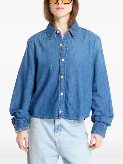 Calvin Klein Long-sleeve Denim Shirt In Blue