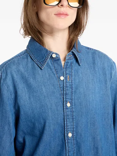 Calvin Klein Long-sleeve Denim Shirt In Blue