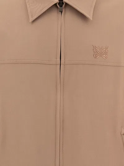 Needles Logo-embroidered Zip-up Jacket In Brown