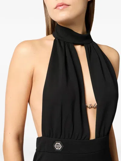 Philipp Plein Backless Mini Dress In Black