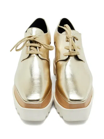 Pre-owned Stella Mccartney Elyse Star-cut Platform Sneakers In Gold