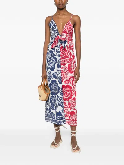 Farm Rio Floral Knot Midi Dress In Multi