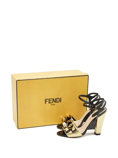 Pre-owned Fendi Studded-detail Ankle-strap Sandals In Gold