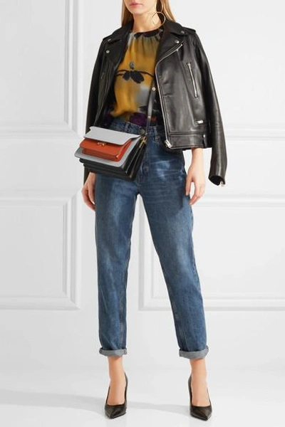 Shop Marni Trunk Medium Color-block Leather Shoulder Bag