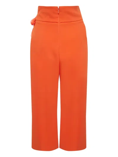 Pre-owned Elisabetta Franchi Lace-up Trousers In Orange