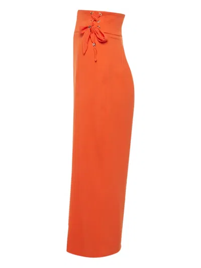 Pre-owned Elisabetta Franchi Lace-up Trousers In Orange
