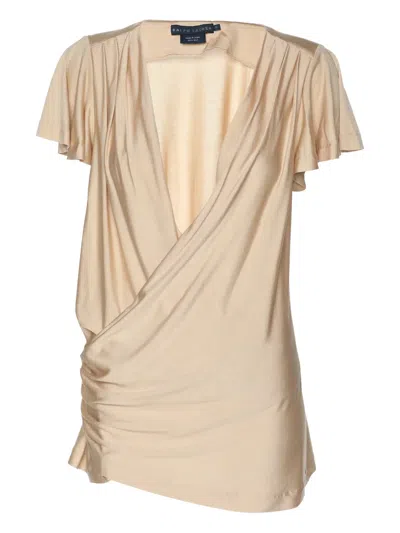 Pre-owned Polo Ralph Lauren Draped Silk Blouse In Neutral