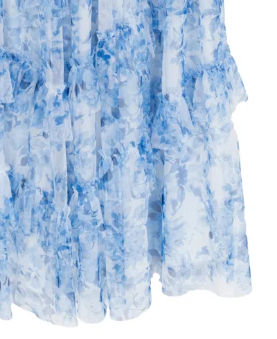 Rare Editions Girls 7-16 Printed Mesh Maxi Dress In Blue