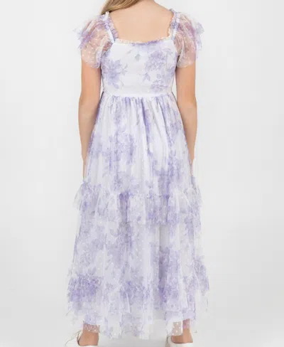 Rare Editions Girls 7-16 Clip Dot Mesh Smocked Bodice Dress In Multi