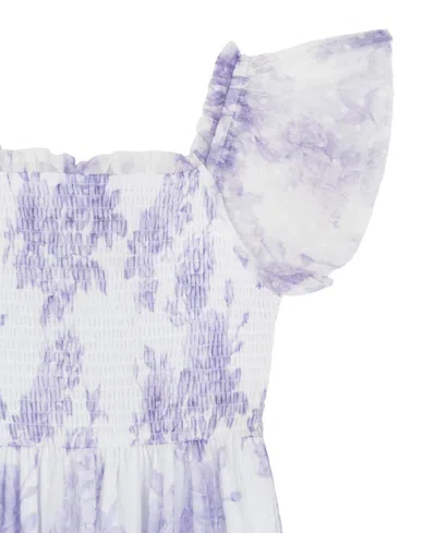 Rare Editions Girls 7-16 Clip Dot Mesh Smocked Bodice Dress In Multi