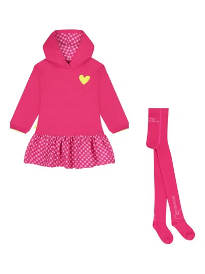 Agatha Ruiz De La Prada Heart Hooded Dress Set In Pink
