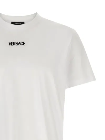 Versace White T-shirt With Lettering Logo On The Front In Cotton Man In White