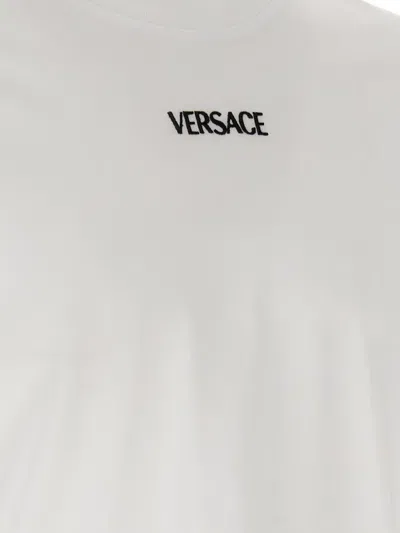 Versace White T-shirt With Lettering Logo On The Front In Cotton Man In White