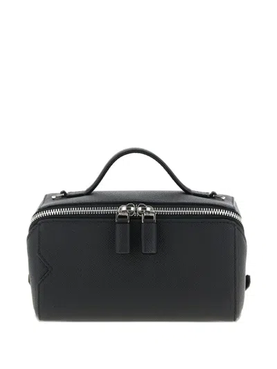 Valextra V-line Zip-up Tote Bag In Black