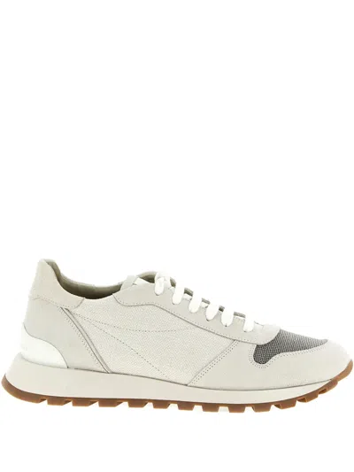 Brunello Cucinelli Monile Sneakers Mesh Panel Rubber Sole In Neutral
