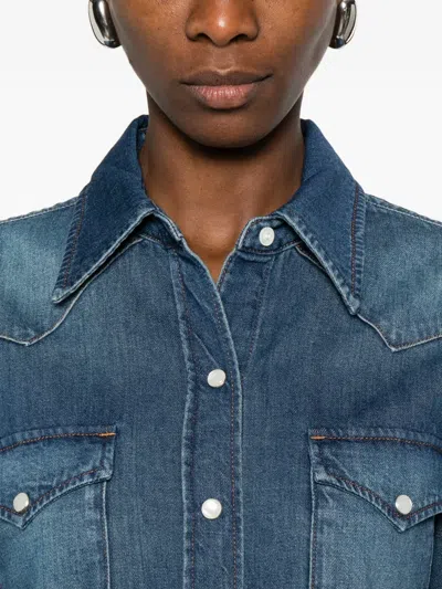 Apc Long-sleeved Denim Shirt In Blue