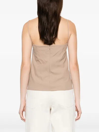Max Mara Unghia V-neck Top In Neutral