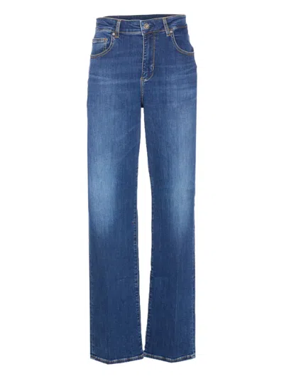 Liu •jo Liu Jo Logo Patch Straight Leg Jeans In Blue