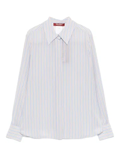 Max Mara Striped Long-sleeve Shirt In Blue
