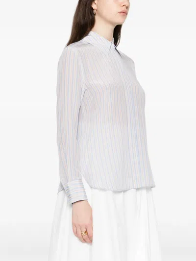 Max Mara Striped Long-sleeve Shirt In Blue