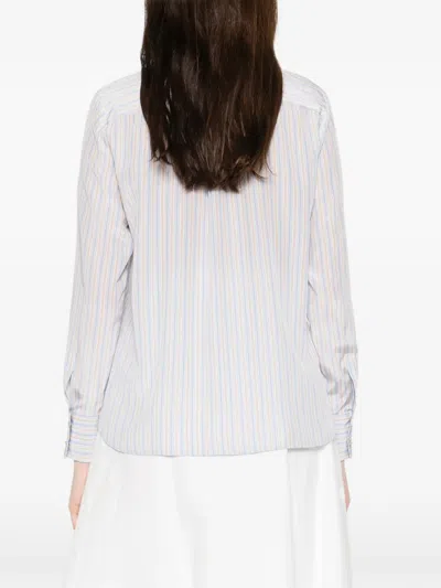 Max Mara Striped Long-sleeve Shirt In Blue