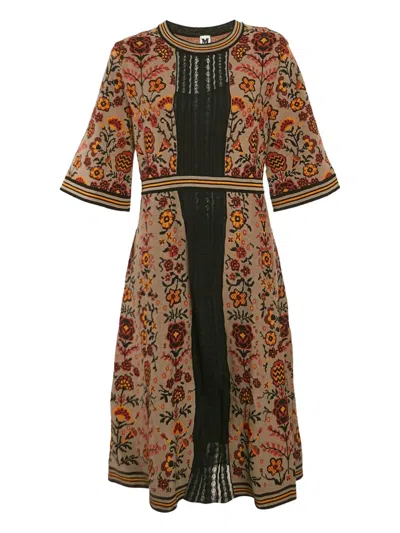Pre-owned Missoni Knit Floral Dress In Neutral