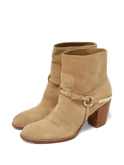 Pre-owned Dior Ring-detail Ankle Boots In Neutral