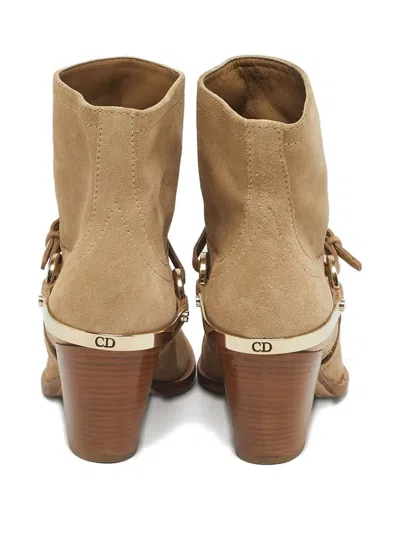 Pre-owned Dior Ring-detail Ankle Boots In Neutral
