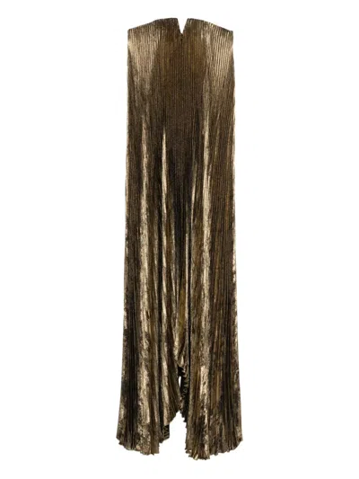 L'idée Pleated Gown In Gold