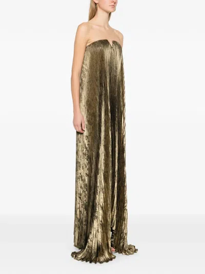 L'idée Pleated Gown In Gold