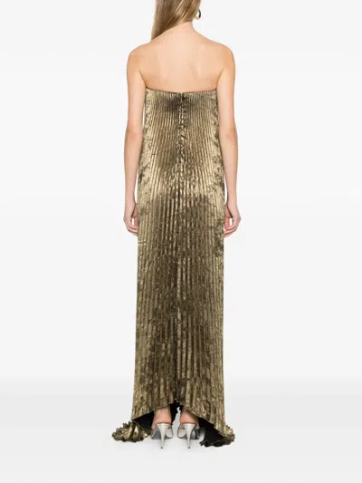L'idée Pleated Gown In Gold