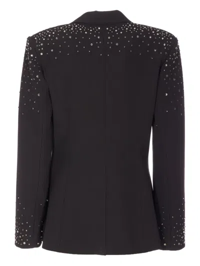 Liu •jo Crystal-application V-neck Blazer In Black