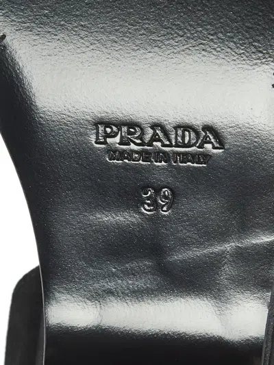 Pre-owned Prada Crystal-embellished Suede Platform Sandals In Black
