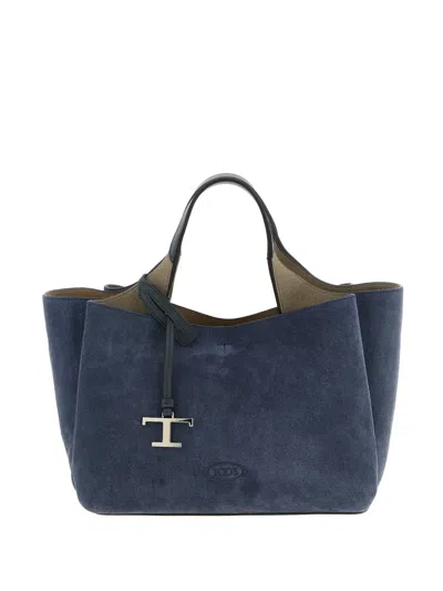 Tod's Apa Small Suede Tote Bag In Blue