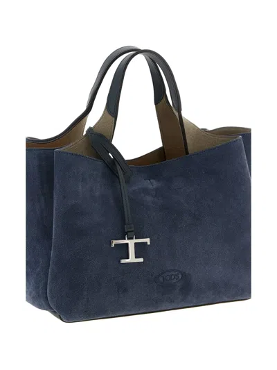 Tod's Apa Small Suede Tote Bag In Blue