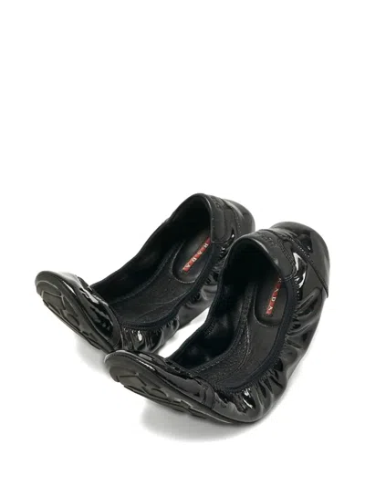 Pre-owned Prada Patent Leather Ballet Flats In Black